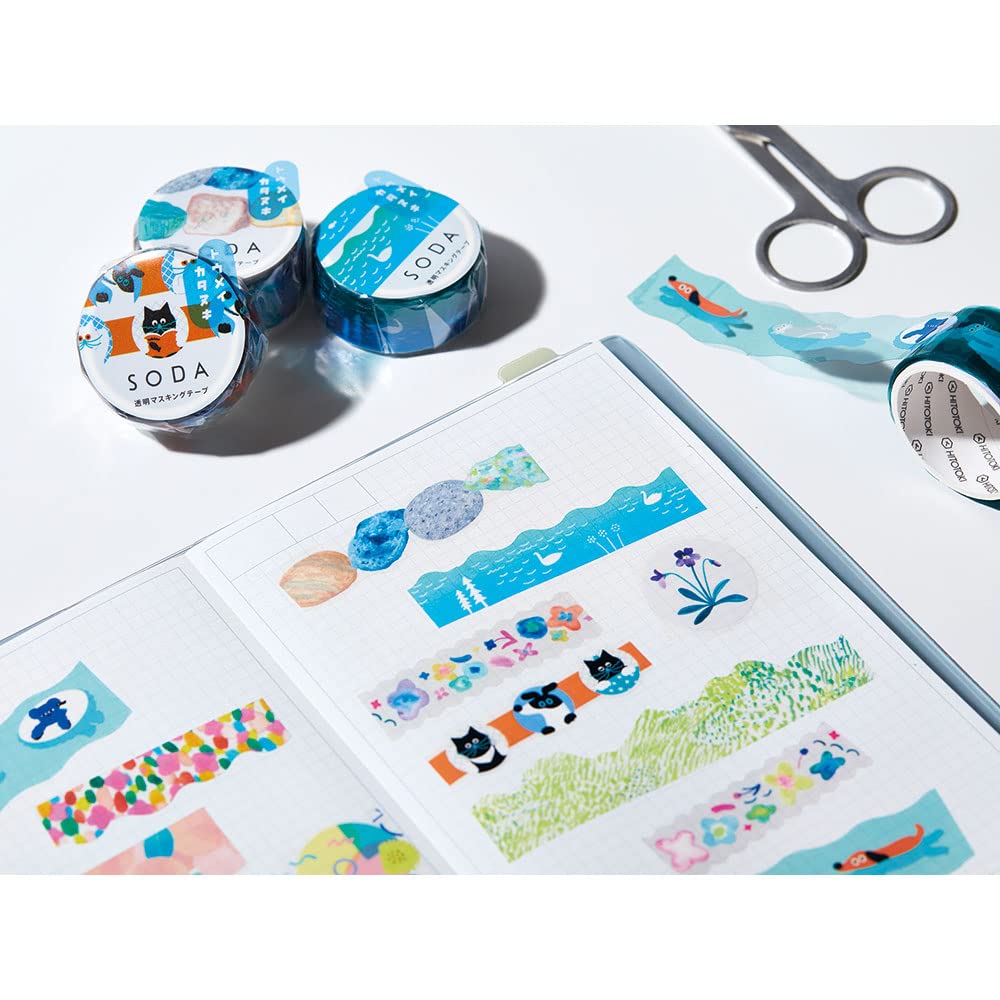 King Jim Soda Transparent Masking Tape - Die-cut Type - Wildflower - 30 mm x 3 m - - Washi Tapes - Bunbougu