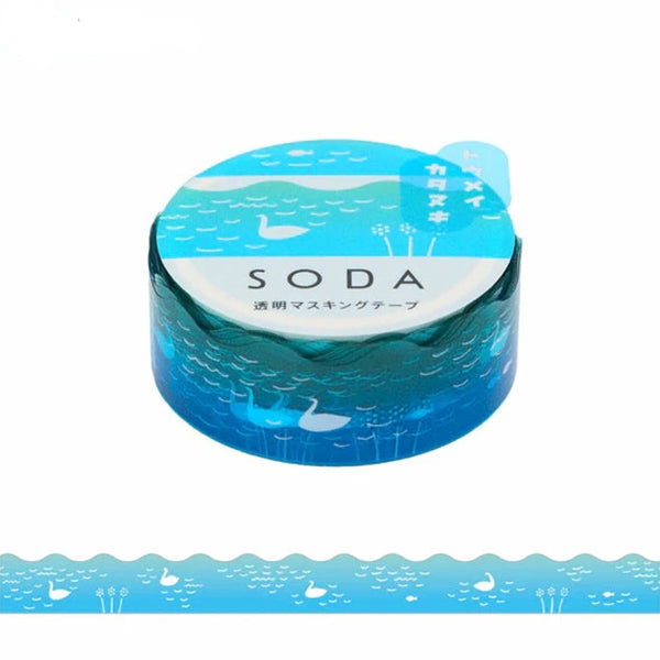 King Jim Soda Transparent Masking Tape - Die-cut Type - Swan - 15 mm x 4 m - - Washi Tapes - Bunbougu