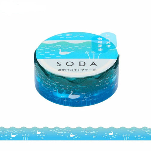 King Jim Soda Transparent Masking Tape - Die-cut Type - Swan - 15 mm x 4 m - - Washi Tapes - Bunbougu