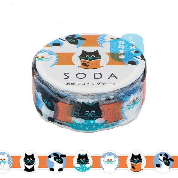 King Jim Soda Transparent Masking Tape - Die-Cut Type - Face - 15 mm x 3 m - - Washi Tapes - Bunbougu